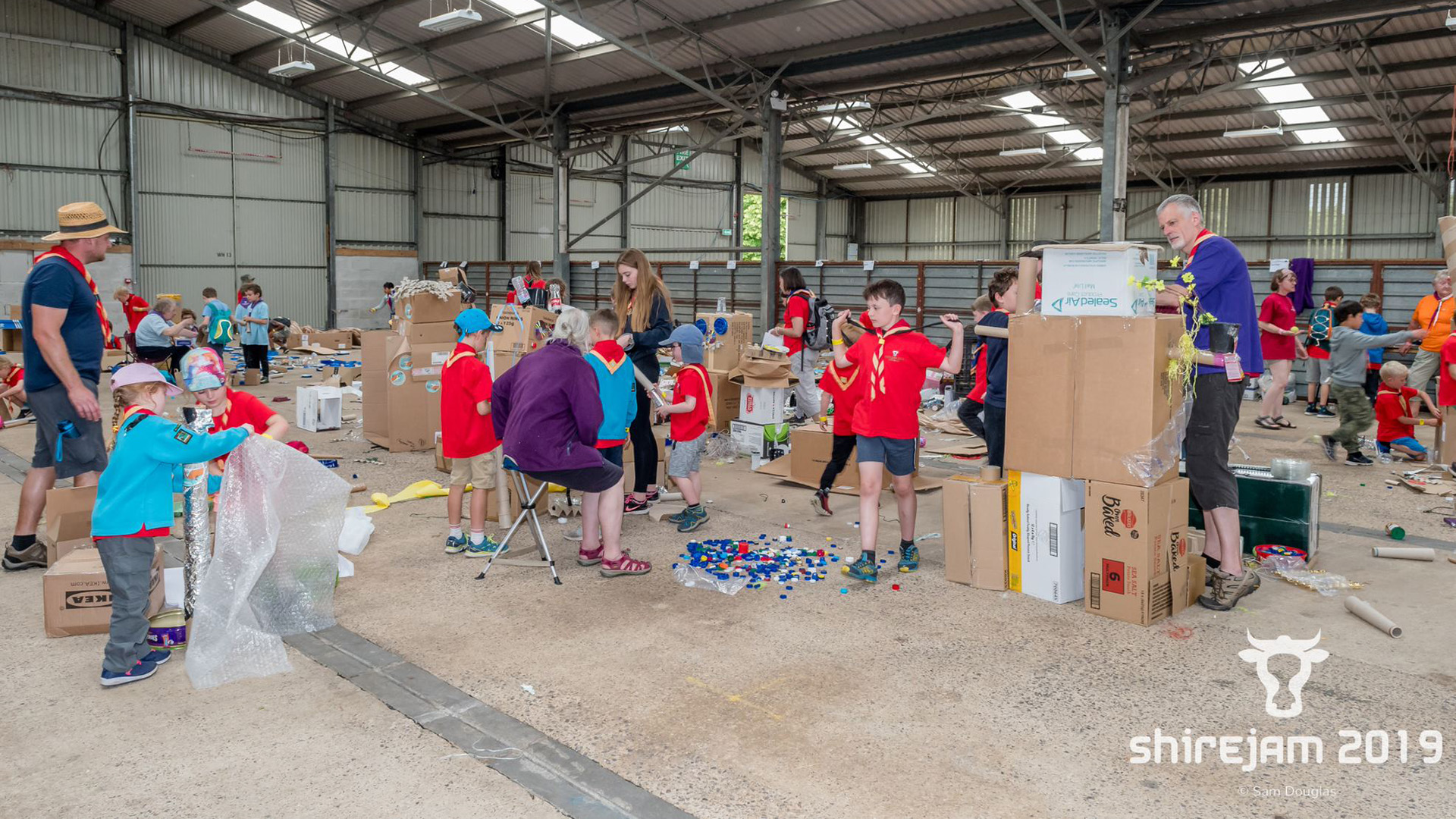 Image of scouts doing various arts and crafts at Shirejam 2019